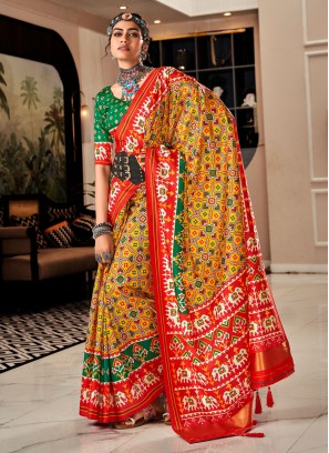 Multi Colour Patola Print Festival Saree