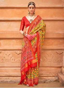 Multi Colour Patola Print Patola Silk  Contemporary Style Saree