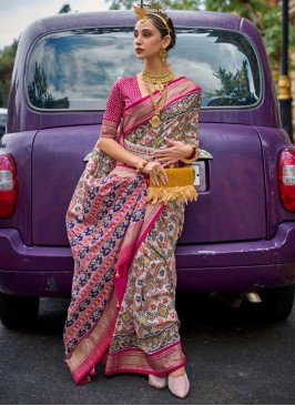 Multi Colour Patola Print Silk Contemporary Saree