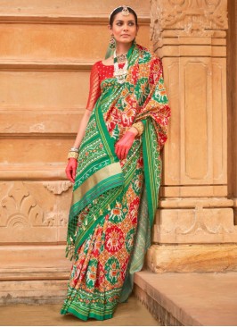 Multi Colour Patola Silk  Ceremonial Contemporary Saree