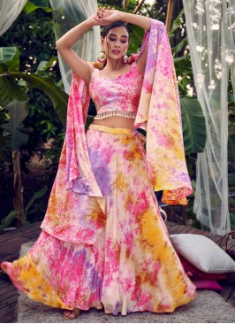 Multi Colour Print Sangeet A Line Lehenga Choli