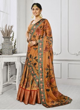 Multi Colour Print Silk Lehenga Choli