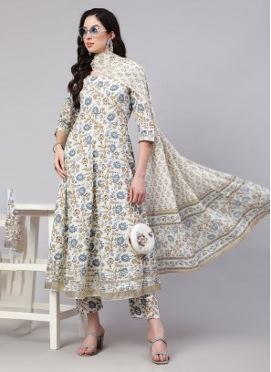 Multi Colour Printed Anarkali Suit