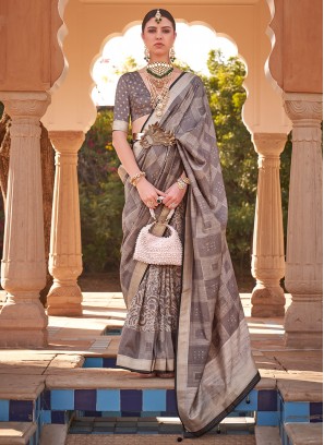 Multi Colour Printed Contemporary Style Saree