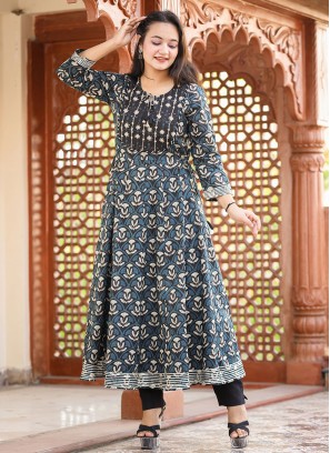 Multi Colour Printed Party Wear Kurti