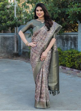 Multi Colour Reception Banarasi Silk Trendy Saree