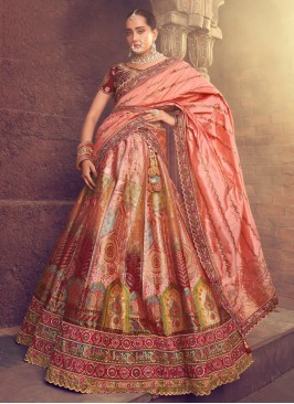 Multi Colour Resham Silk Designer Lehenga Choli