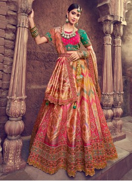 Multi Colour Resham Silk Lehenga Choli