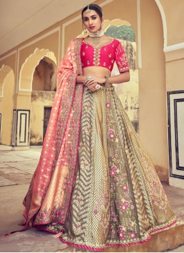 Multi Colour Sangeet Silk Designer A Line Lehenga Choli