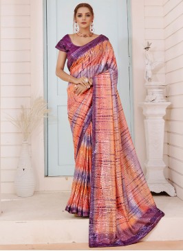 Multi Colour Sequins Imported Trendy Saree