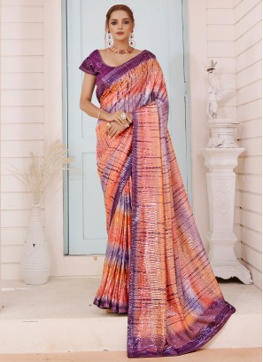 Multi Colour Sequins Imported Trendy Saree