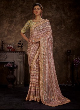 Multi Colour Sequins Wedding Trendy Saree