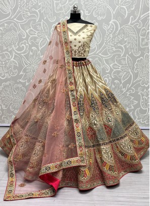 Multi Colour Silk Designer Lehenga Choli