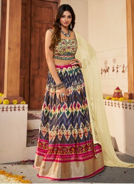 Multi Colour Silk Digital Print Designer Lehenga Choli