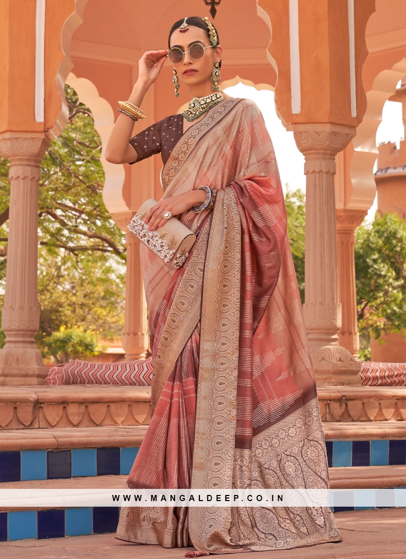 Multi Colour Silk Mehndi Classic Saree