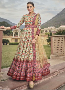 Multi Colour Silk Patola Print Designer Gown