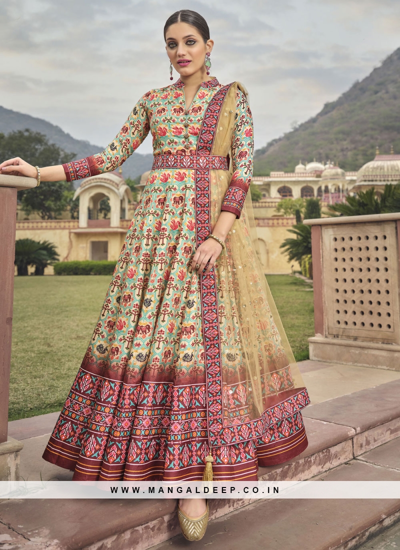 Buy online Multi Colored Rayon Flared Gown from ethnic wear for Women by  Ardozaa for ₹2339 at 40% off | 2024 Limeroad.com