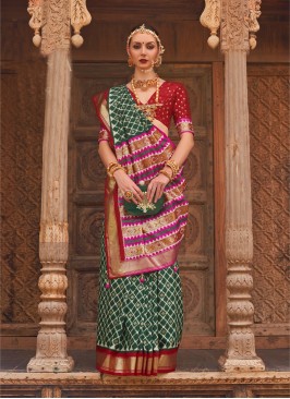 Multi Colour Silk Printed Classic Saree