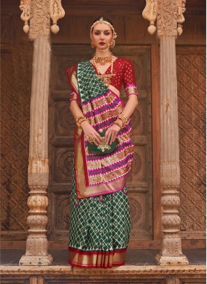 Multi Colour Silk Printed Classic Saree