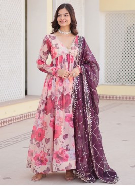 Multi Colour Silk Readymade Trendy Gown 