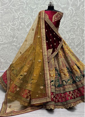 Multi Colour Thread Bridal Designer Lehenga Choli