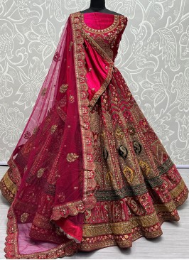 Multi Colour Velvet Engagement Trendy Lehenga Choli