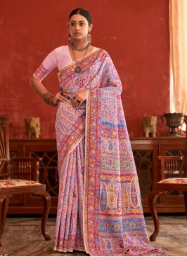 Multi Colour Weaving Pashnima Silk Contemporary Sa