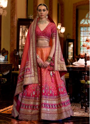 Multi Colour Wedding Silk Readymade Lehenga Choli