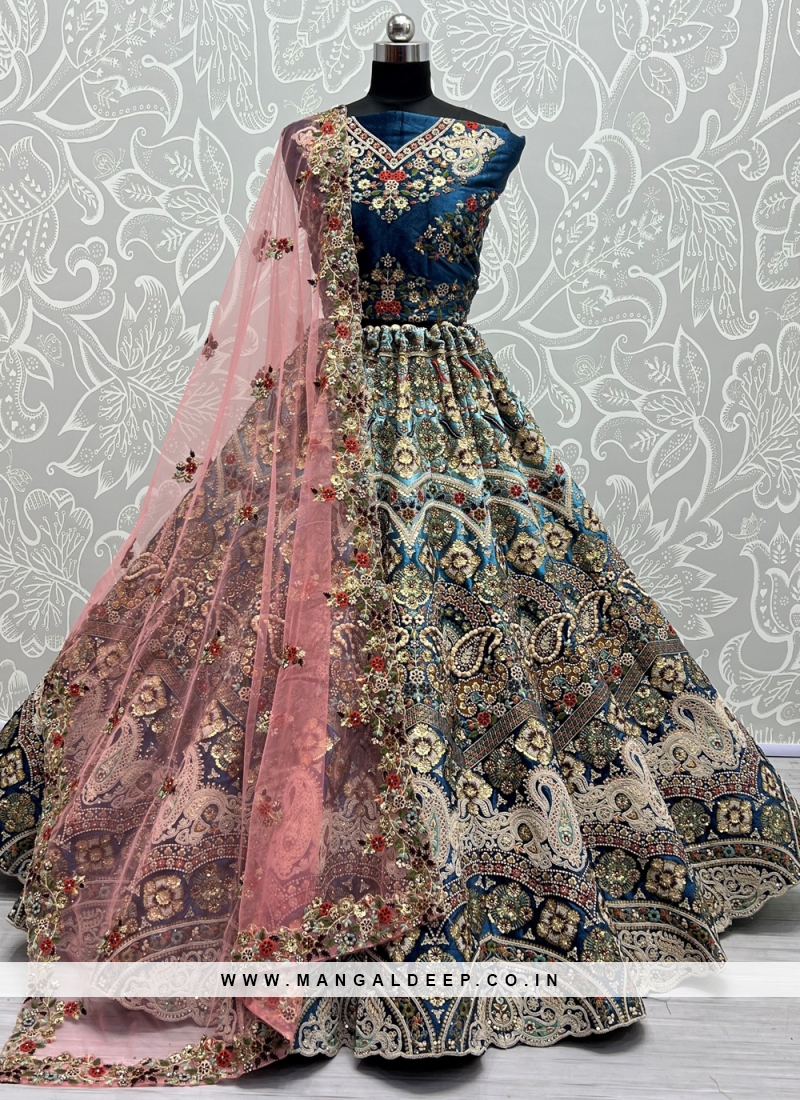 Grandiose Silk Multi Colour Embroidered Designer Lehenga Choli