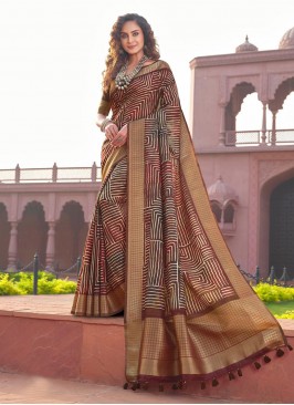 Multi Colour Woven Contemporary Saree