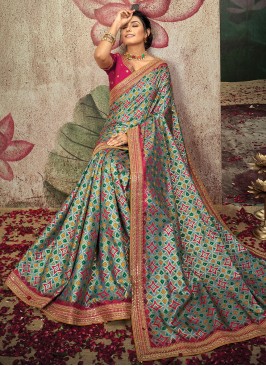 Multi Colour Zari Classic Saree