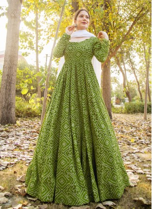 Muslin Green Readymade Suit