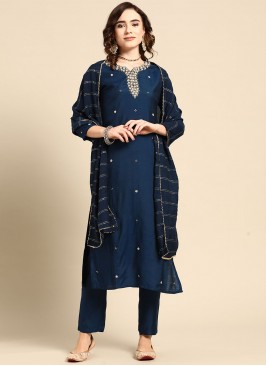 Muslin Navy Blue Trendy Salwar Kameez