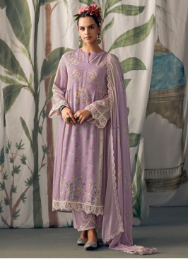 Muslin Pakistani Salwar Suit in Lavender