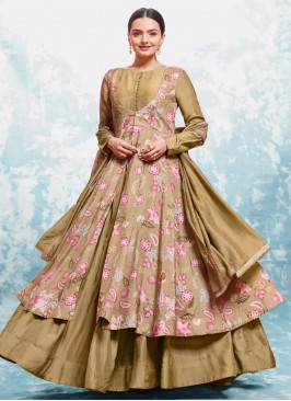 Muslin Printed Beige Trendy Gown