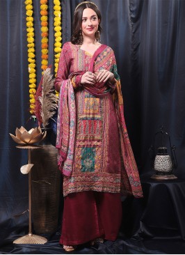 Muslin Wine Straight Salwar Kameez