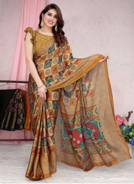 Mustard Chiffon Saree