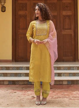 Mustard Chinon Trendy Salwar Kameez