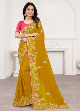 Mustard Color Designer Traditional Saree