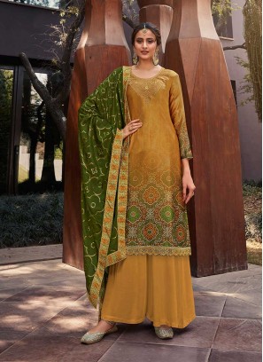 Mustard Color Embroidered Salwar Kameez