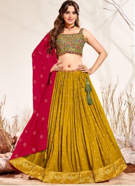 Mustard Color Georgette Embroidered Lehenga