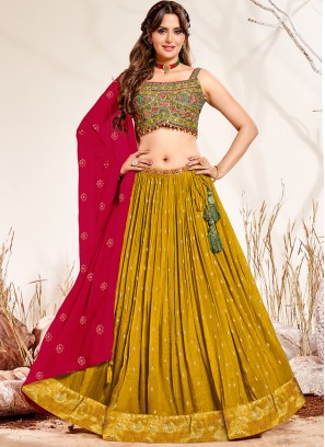 Mustard Color Georgette Embroidered Lehenga