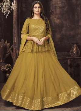 Mustard Color Georgette Embroidered Readymade Suit