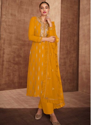 Mustard Color Georgette Salwar Kameez