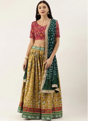 Mustard Color Patola Silk Lehenga Choli