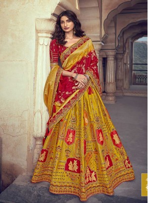 Mustard Color Pithi Wear Lehenga