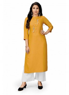 Mustard Color Satin Kurti