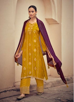 Mustard Color Silk Fancy Suit