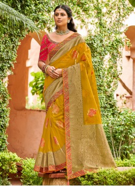 Mustard Color Traditional Designer Saree