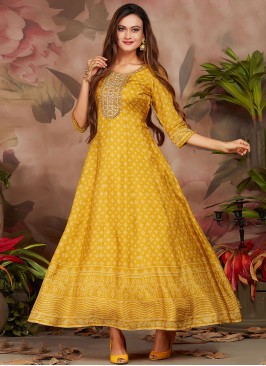 Mustard Color Trendy Gown